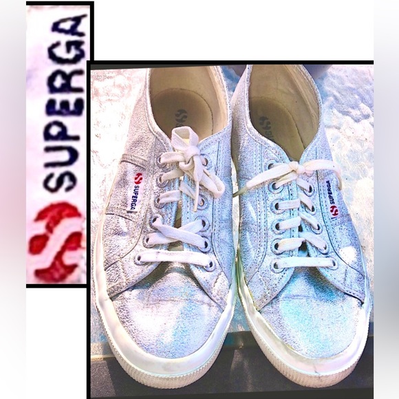 Superga Shoes - Superga silver metallic sneaker tennis shoe lace up quality sz9